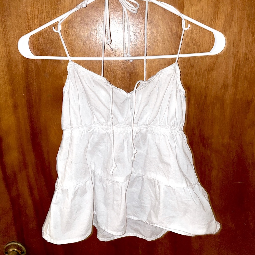 White Cotton Beachy Blouse Tank Top Size XS
